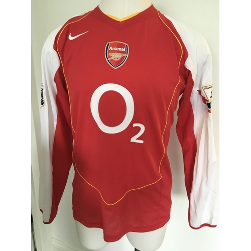 2004 - 2005 Henry Arsenal Match Worn Football Shirt: Red long