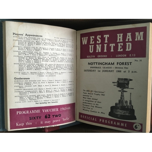 1082 - West Ham Home Bound Volumes Of Football Programmes: Unofficial bound volumes from 1961 to 1969 which... 