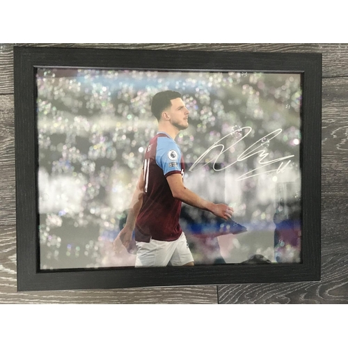 1083 - Declan Rice West Ham Signed Photo + Shirt: 2020 125 years shirt with Rice 41 to rear where he has si... 