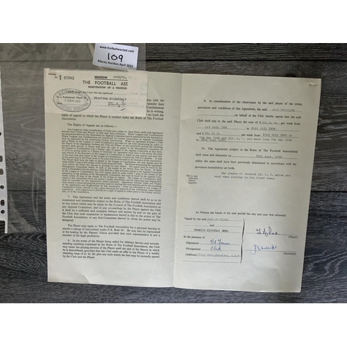 109 - Charlton Athletic 1959/60 Football Contract: Issued and signed by goalkeeper Frank Reed. Excellent.