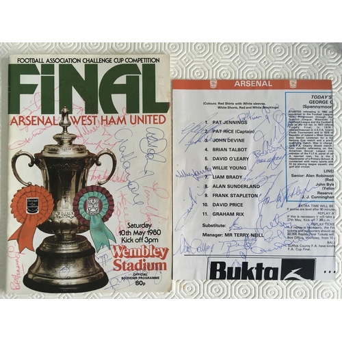 1095 - 1980 FA Cup Final Signed Football Programme: Signed to front cover by 14 players from both teams. A ... 