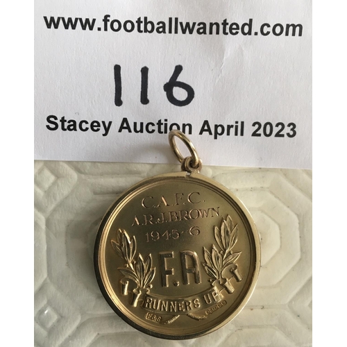 116 - 1946 Charlton Athletic FA Cup Final Football Medal: Gold medal with ring suspension awarded to Sailo... 