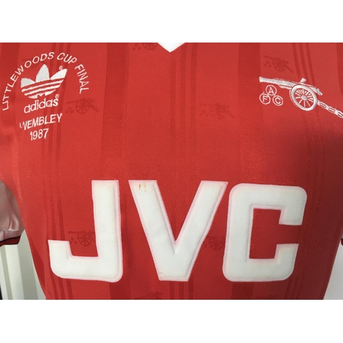 12 - Arsenal 1987 League Cup Final Match Worn Football Shirt: Red short sleeve number 3 shirt with Little... 