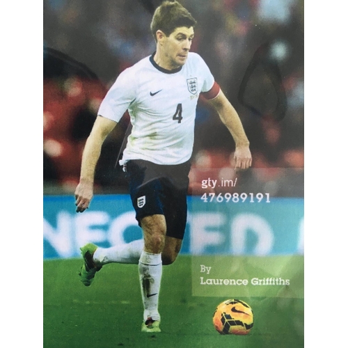 13 - Steven Gerrard England Match Worn Football Shirt: White short sleeve shirt with number 4 Gerrard to ... 