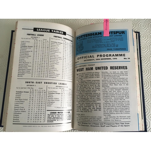 134A - 70/71 Tottenham Bound Volume Of Football Programmes: All league, cup reserves youth friendlies etc a... 