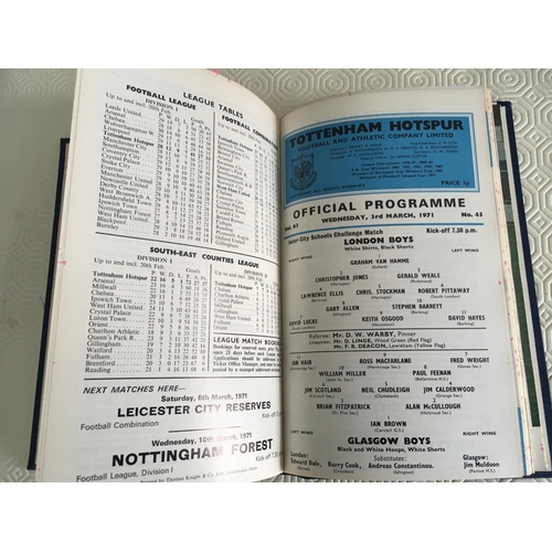 134A - 70/71 Tottenham Bound Volume Of Football Programmes: All league, cup reserves youth friendlies etc a... 