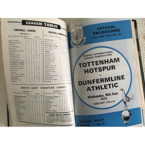 134A - 70/71 Tottenham Bound Volume Of Football Programmes: All league, cup reserves youth friendlies etc a... 