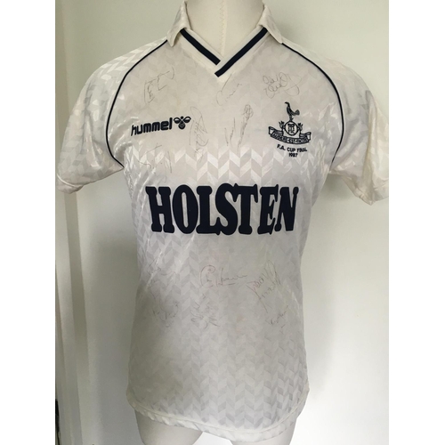 14 - Tottenham 1987 FA Cup Final Match Issued Football Shirt: White short sleeve Hummel shirt with Holste... 