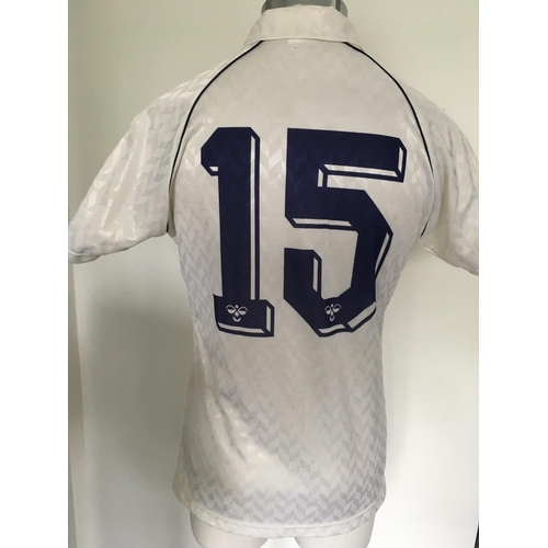 14 - Tottenham 1987 FA Cup Final Match Issued Football Shirt: White short sleeve Hummel shirt with Holste... 