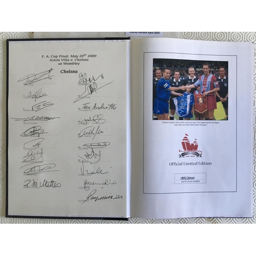 16 - 2000 FA Cup Final Chelsea Hardback Signed Final Programme: Black FA Cup final hand signed by the ent... 