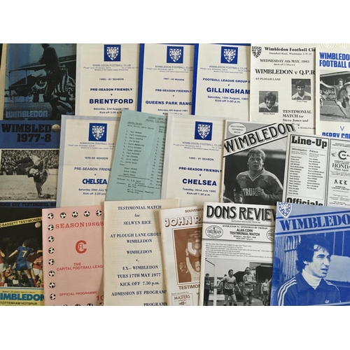 200 - Wimbledon Home Friendly Football Programmes: Nice collection of mainly 70s and 80s friendlies with t... 