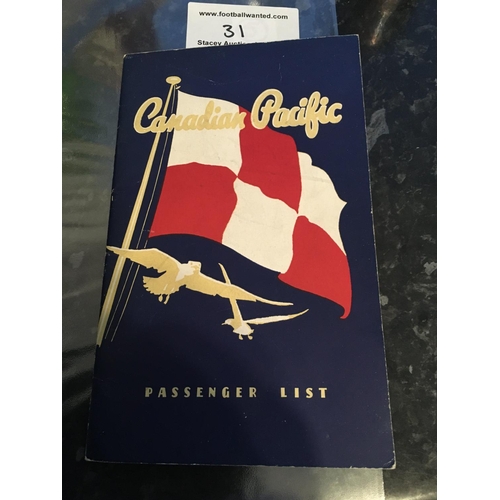 31 - 1950 England Canadian Tour Signed Passenger List: Nice booklet fully signed by the 1950 team that pl... 