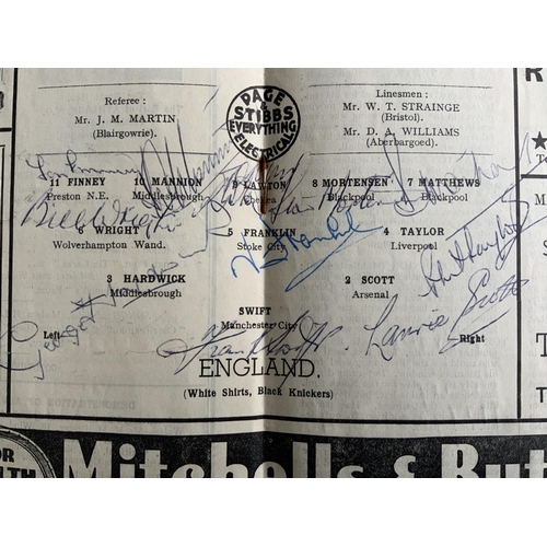 37 - 1947 Wales v England Signed Football Programme: Fully autographed by the England team to team page. ... 