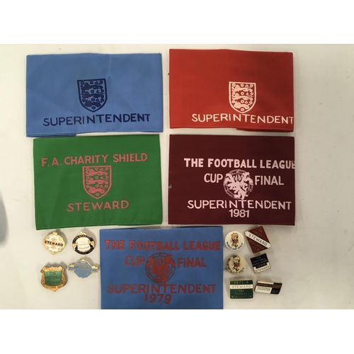 510A - Wembley Steward Football Badges: Cloth arm badges two just stating Superintendent and other Superint... 