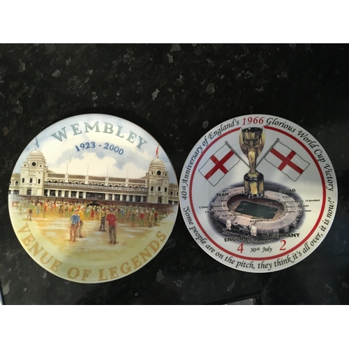 52A - 1966 World Cup + Wembley Decorative Plates: Tea plate size, one depicting Wembley and the World Cup ... 