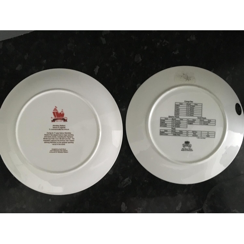 52A - 1966 World Cup + Wembley Decorative Plates: Tea plate size, one depicting Wembley and the World Cup ... 