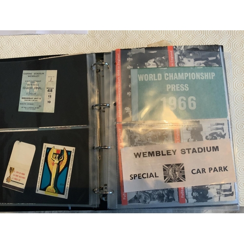 56 - 1966 World Cup Football Memorabilia Folder: So many nice pieces of original memorabilia, this is a m... 