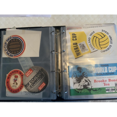 56 - 1966 World Cup Football Memorabilia Folder: So many nice pieces of original memorabilia, this is a m... 