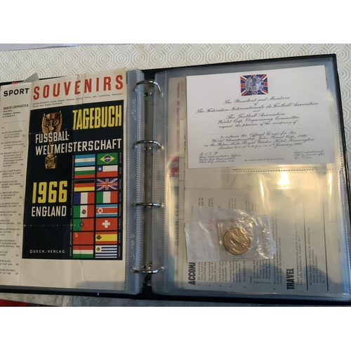 56 - 1966 World Cup Football Memorabilia Folder: So many nice pieces of original memorabilia, this is a m... 