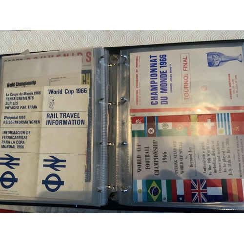 56 - 1966 World Cup Football Memorabilia Folder: So many nice pieces of original memorabilia, this is a m... 