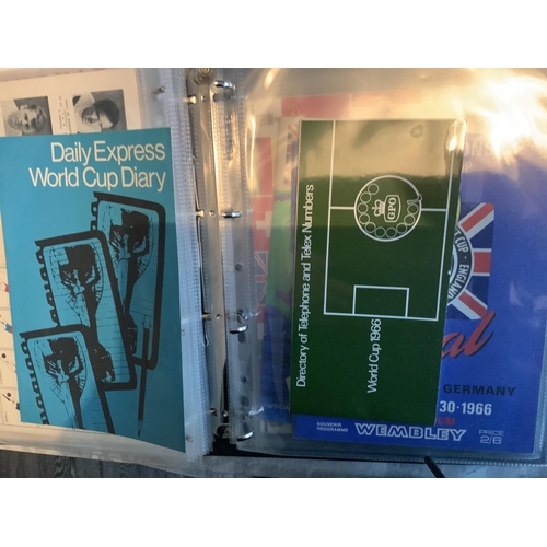 56 - 1966 World Cup Football Memorabilia Folder: So many nice pieces of original memorabilia, this is a m... 