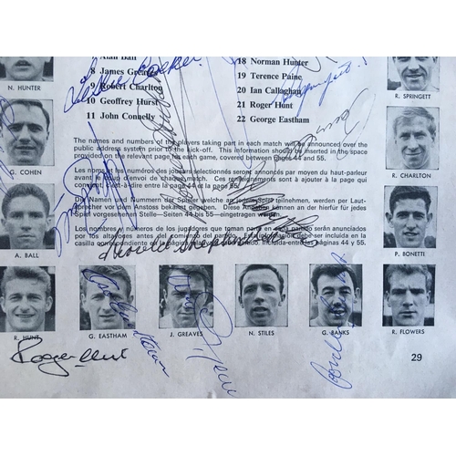 61 - England 1966 World Cup Fully Signed Squad Football Programme: All 22 pictured players plus Ramsey, S... 