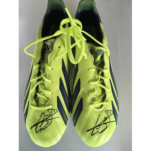 771 - Gareth Bale Tottenham Match Issued Signed Football Boots: Adidas F50 green and blue Adizero boots is... 