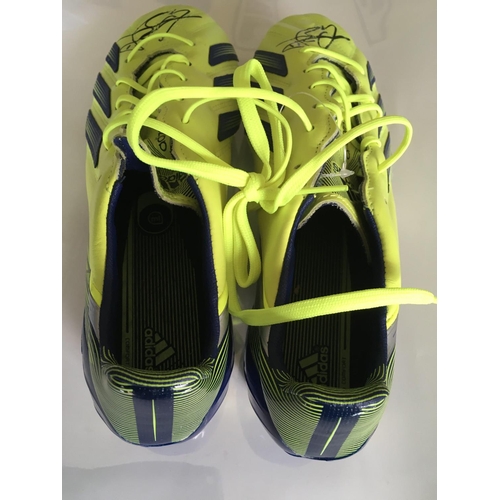 771 - Gareth Bale Tottenham Match Issued Signed Football Boots: Adidas F50 green and blue Adizero boots is... 