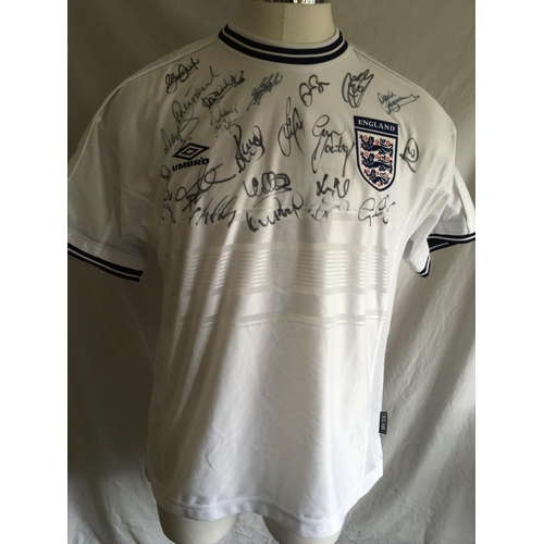 774 - England 2000 Signed Football Shirt: Unused original shirt from 2000 signed by around 20 players incl... 