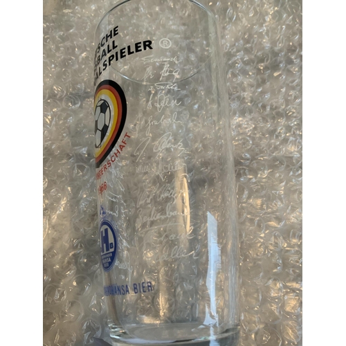 80 - 1966 World Cup Germany Drinking Glass: Attractive half pint glass with an etched autograph of the Ge... 