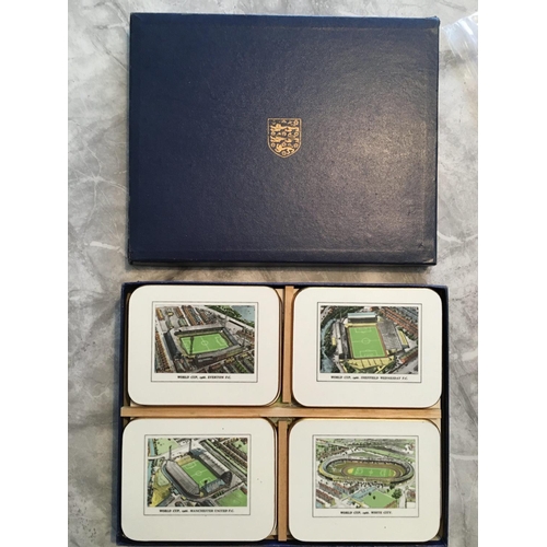 97 - 1966 World Cup Set Of Placemats + Coasters: 8 unused coasters and 8 unused place mats each depicting... 