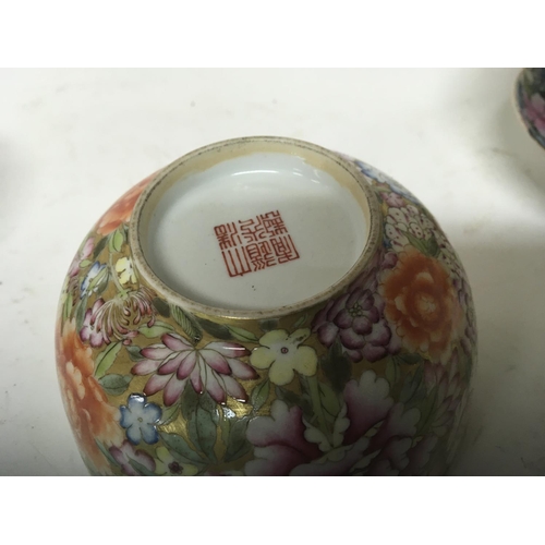 187 - Three examples of 19th century Chinese export porcelain profusely decorated with flowers blossom and... 