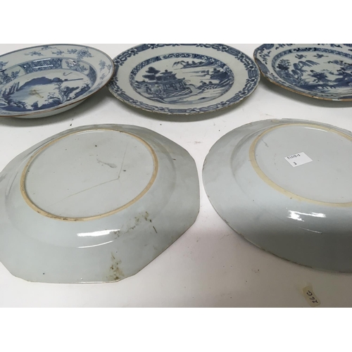 190 - A collection of 18th century Chinese and later export blue and white porcelain plates some damage se... 