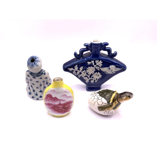 94 - 4 Chinese porcelain snuff bottles in various forms.