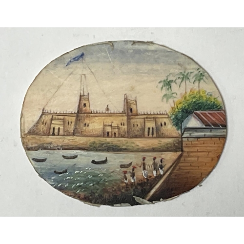 1317 - 6 Indian framed landscape miniature paintings, each approximately 4.9cm x 3.9cm.