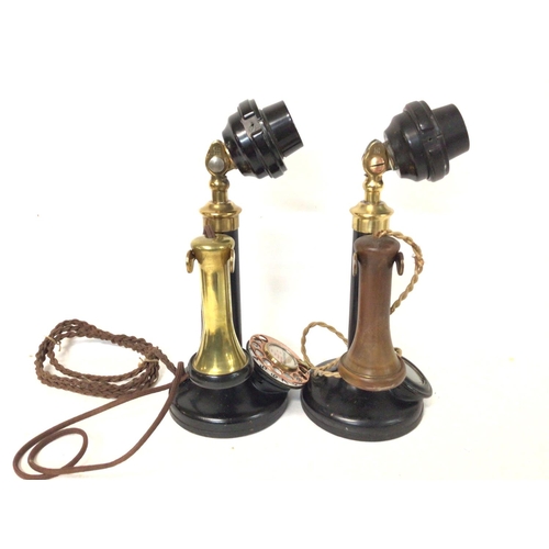 1319 - A pair of candlestick telephones, approximately 33cm tall. Category C postage