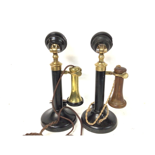 1319 - A pair of candlestick telephones, approximately 33cm tall. Category C postage