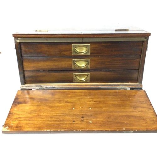 1320 - Antique mahogany cigar shop display, 3 draws. Postage category D. 39x37x21cm approximately