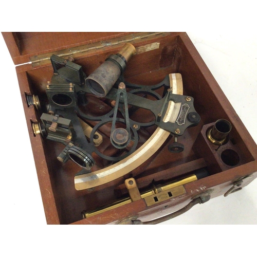 1322 - Heath and co new Eltham mahogany boxed sextant, 27x27x14cm approximately. Category D postage