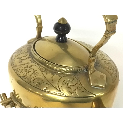 1347 - Victorian brass kettle on stand with burner. Class C postage