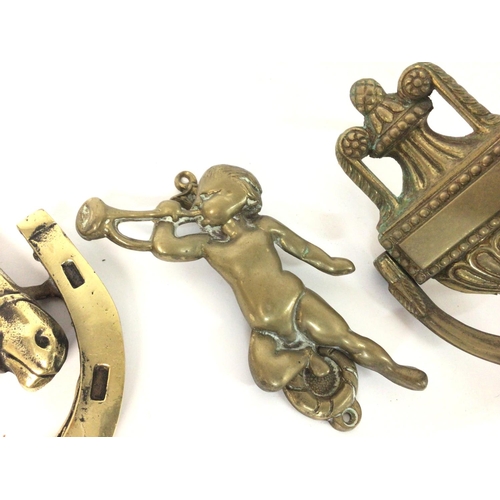 1351 - Three antique brass knockers, cat b postage