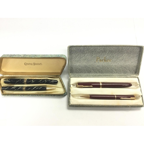 1358 - Two pen sets comprising Conway Stewart and Parker examples. Shipping category A.