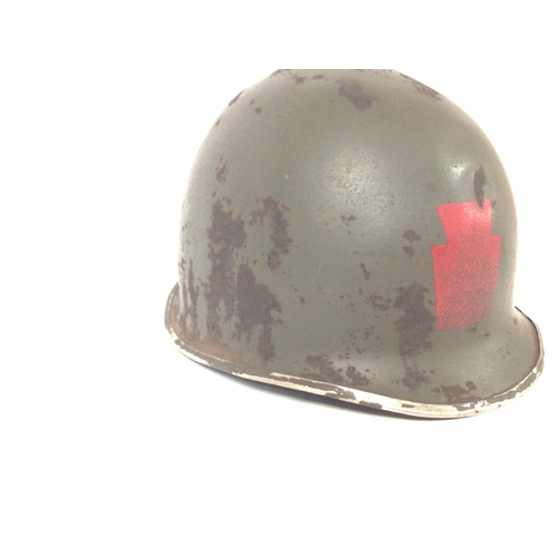 2166 - WW2 U.S. 28th Infantry Division Swivel Bale Front Seam Helmet. Postage cat c