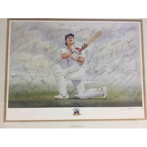 2472 - A large framed and signed cricket print created for Hampshire cricketer Robin Smith's testimonial in... 