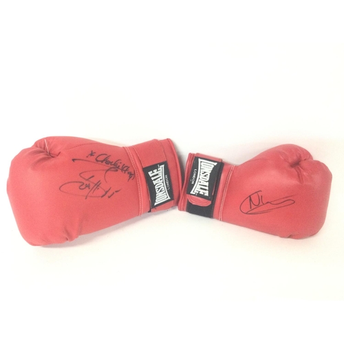 2473 - A collection of boxing memorabilia including A framed montage of champion boxers signed autographs, ... 