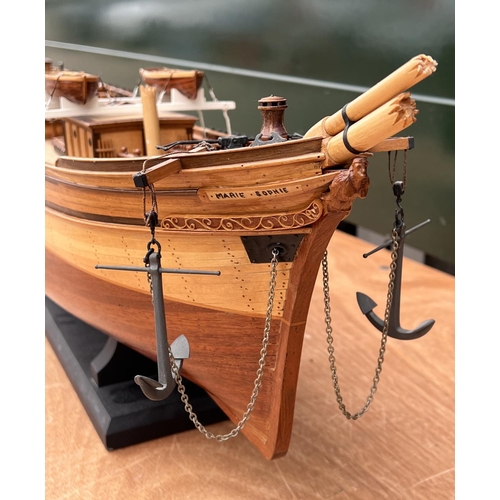 2479 - A scratch built model of The Marie Sophie, Falmouth. 90cm x 27cm. In need of completetion.