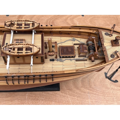 2479 - A scratch built model of The Marie Sophie, Falmouth. 90cm x 27cm. In need of completetion.