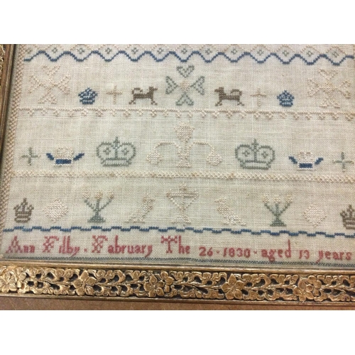 2483 - A framed Sampler dated 1830 32 cm by 22 cm.