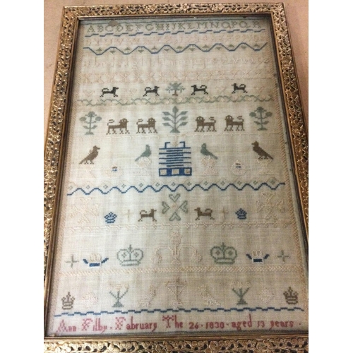 2483 - A framed Sampler dated 1830 32 cm by 22 cm.