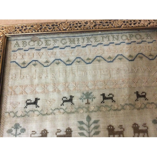 2483 - A framed Sampler dated 1830 32 cm by 22 cm.